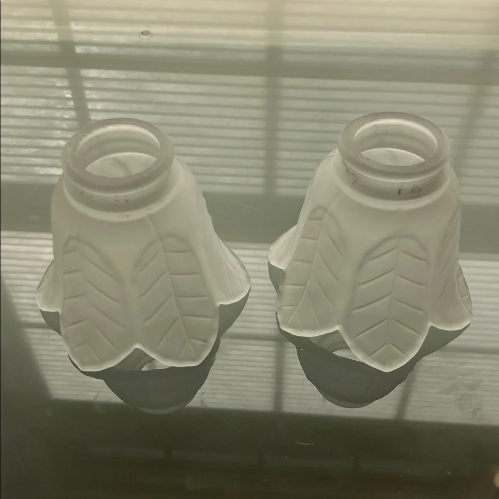 💡Pair of Vintage MCM Leviton Lily Pad Brass Gooseneck Frosted Lamps UL E-69571